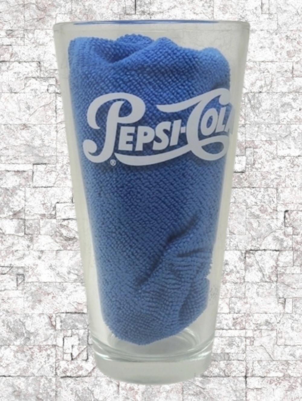 PEPSI-COLA VTG SODA FOUNTAIN HEAVY DRINKING GLASS (1940-1950 LOGO)